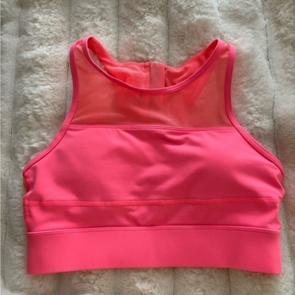 Zyia Hot Pink Pink Mesh Sports Bra Small S built in bra removable pads
